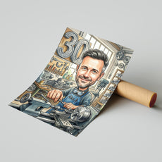 Pomysł na prezent dla tokarza - karykatura ze zdjęcia mockup 4