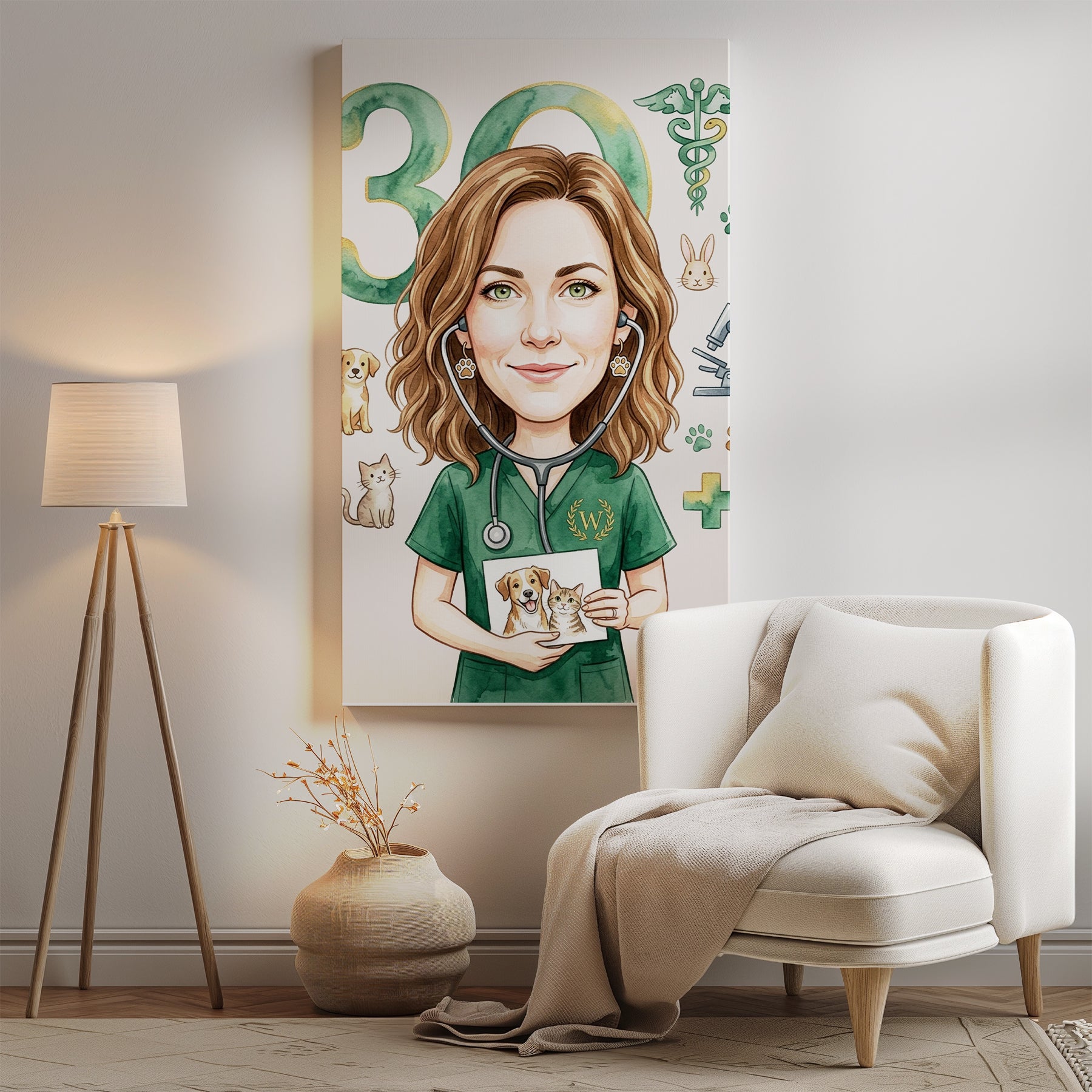 Pomysł na prezent dla weterynarki - personalizowana karykatura ze mockup 2