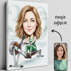 Pomysł na prezent dla wioślarki - personalizowana karykatura ze glowne
