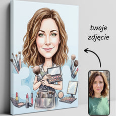 Pomysł na prezent dla wizażystki – personalizowana karykatura ze mockup 1