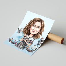 Pomysł na prezent dla wizażystki – personalizowana karykatura ze mockup 5