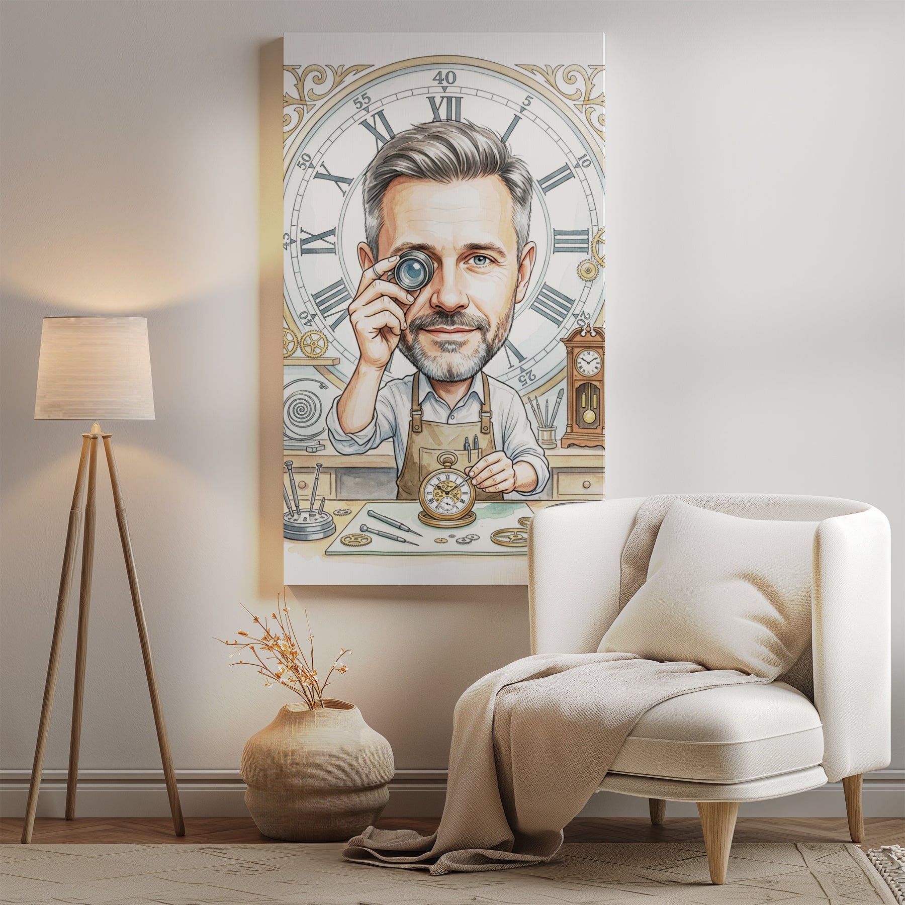 Pomysł na prezent dla zegarmistrza - karykatura personalizowana ze mockup 2