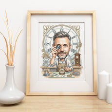 Pomysł na prezent dla zegarmistrza - karykatura personalizowana ze mockup 3