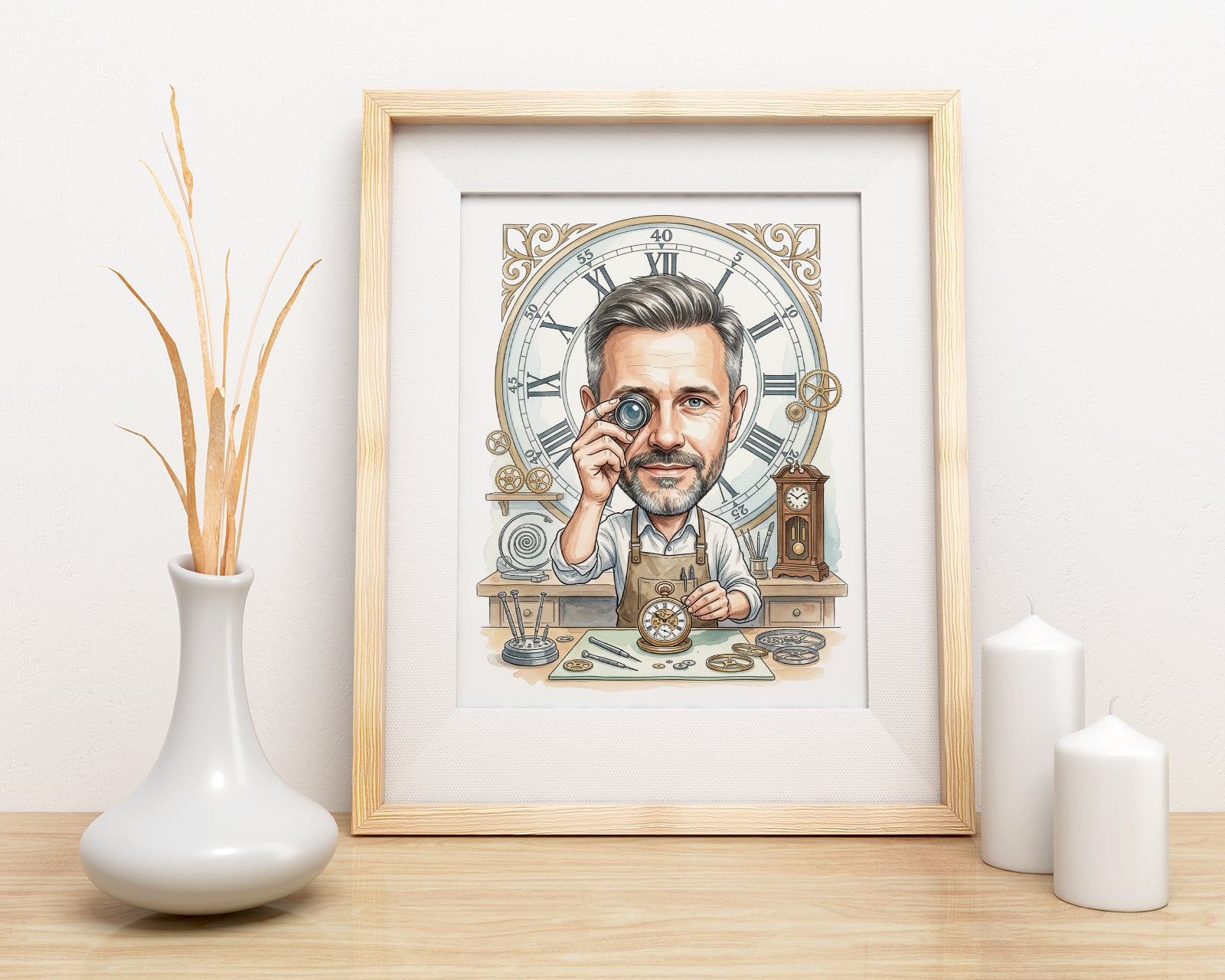 Pomysł na prezent dla zegarmistrza - karykatura personalizowana ze mockup 3
