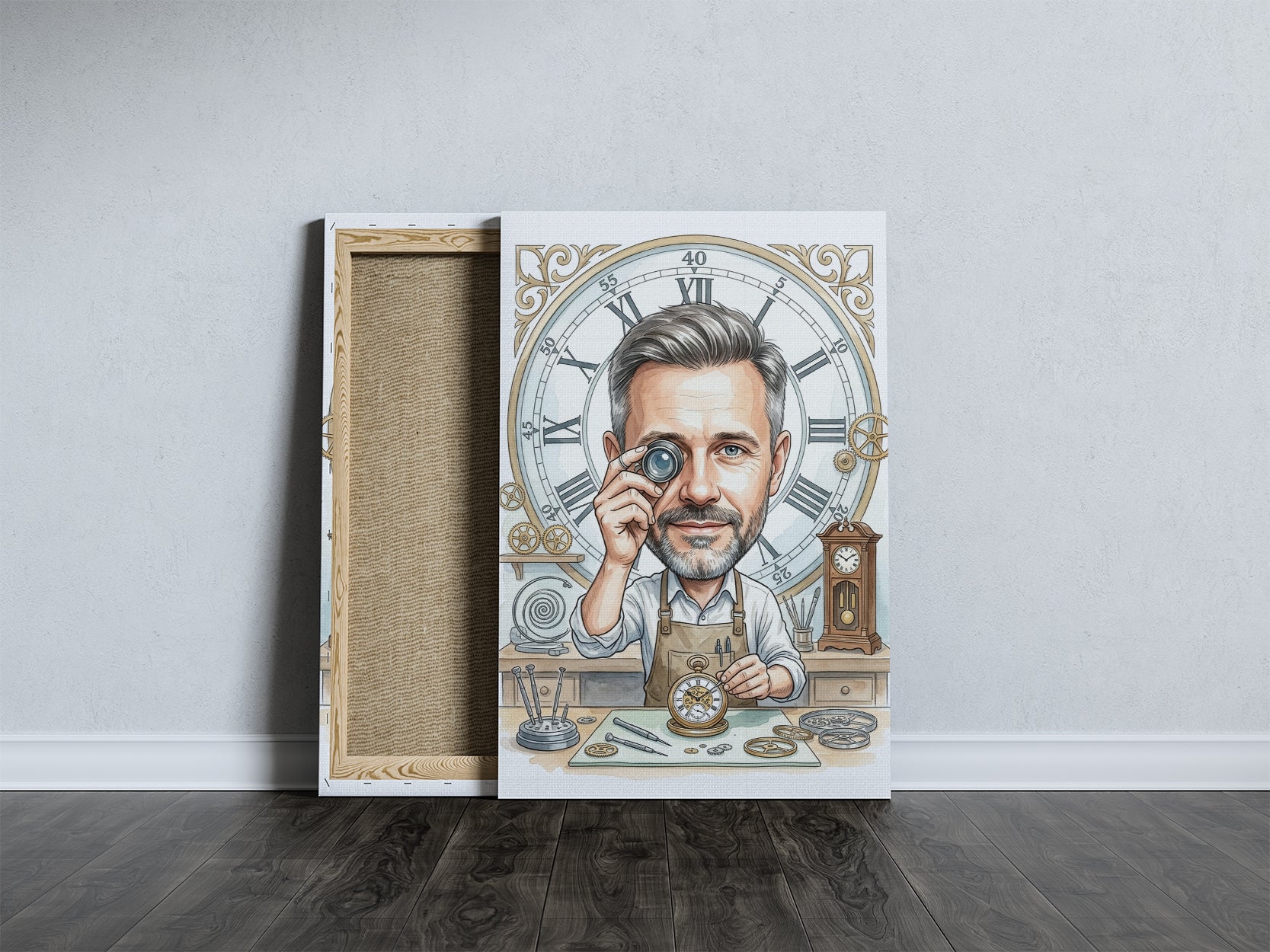 Pomysł na prezent dla zegarmistrza - karykatura personalizowana ze mockup 5