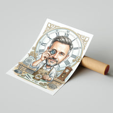 Pomysł na prezent dla zegarmistrza - karykatura personalizowana ze mockup 4