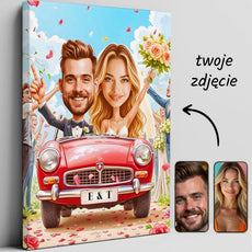 Karykatura ślubna na płótnie, idealny prezent dla nowożeńców