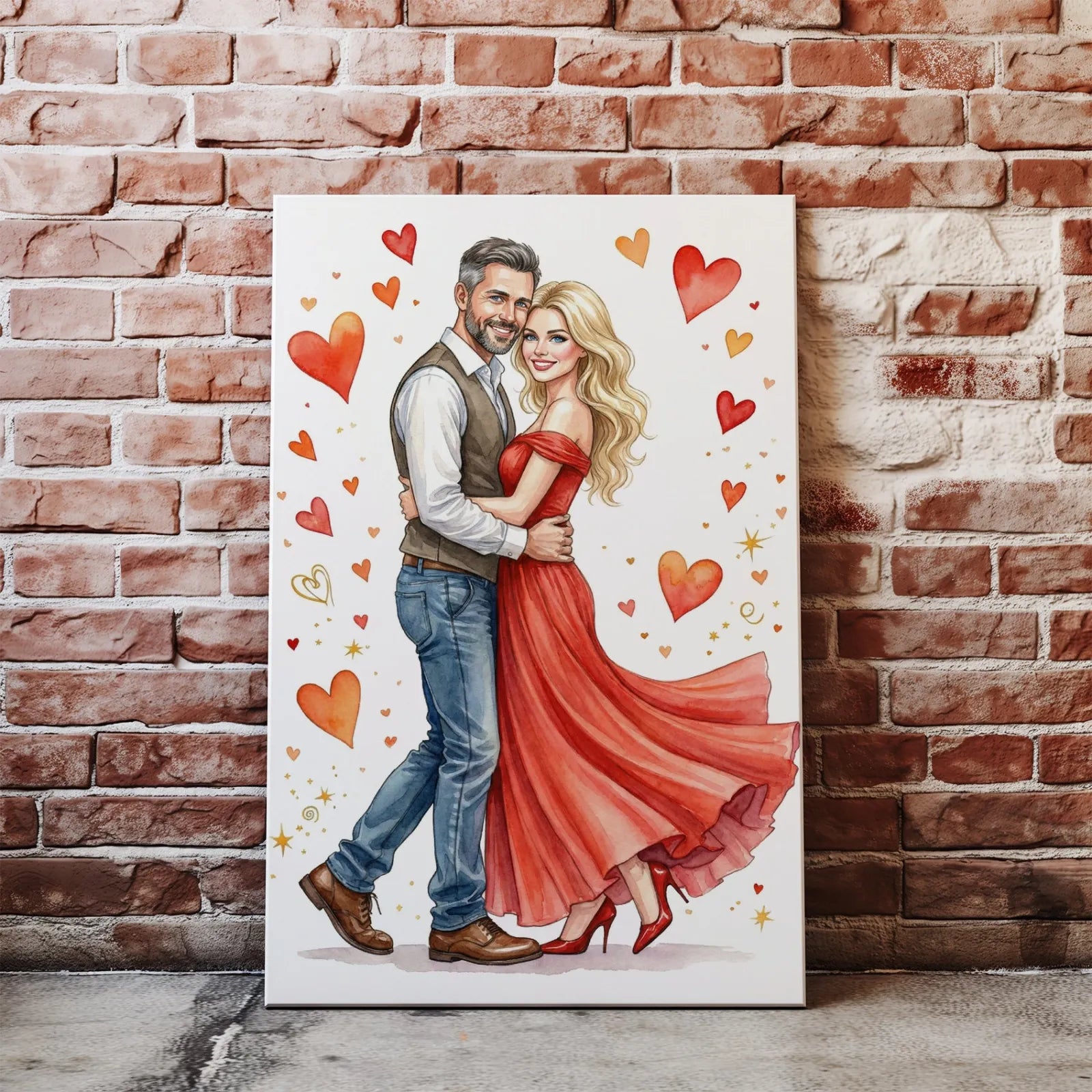 Romantyczny portret pary w objęciach na prezent ślubny lub rocznicowy