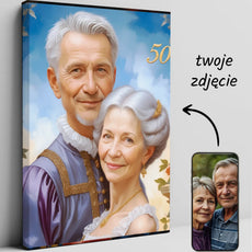 Personalizowany portret w kanwie na 50 rocznicę ślubu jako wyjątkowy prezent