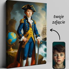 Portret chłopca jako Młody Pirat na niestandardowym płótnie do personalizacji