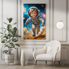 Framed painting of a child as an astronaut, perfect gift idea for kids