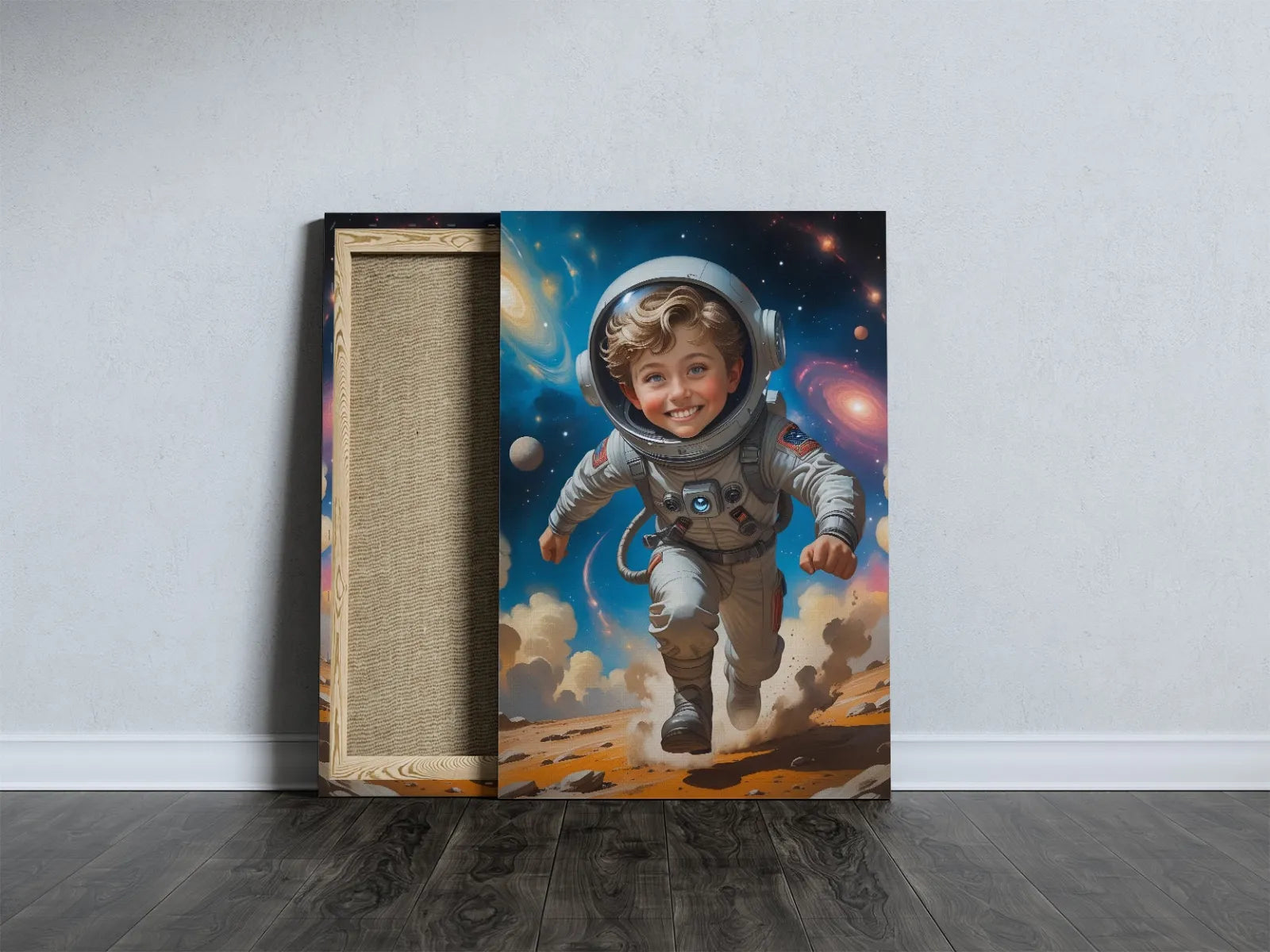 Canvas print of a child astronaut as a unique gift for kids named Portret dziecka na prezent - Astronauta