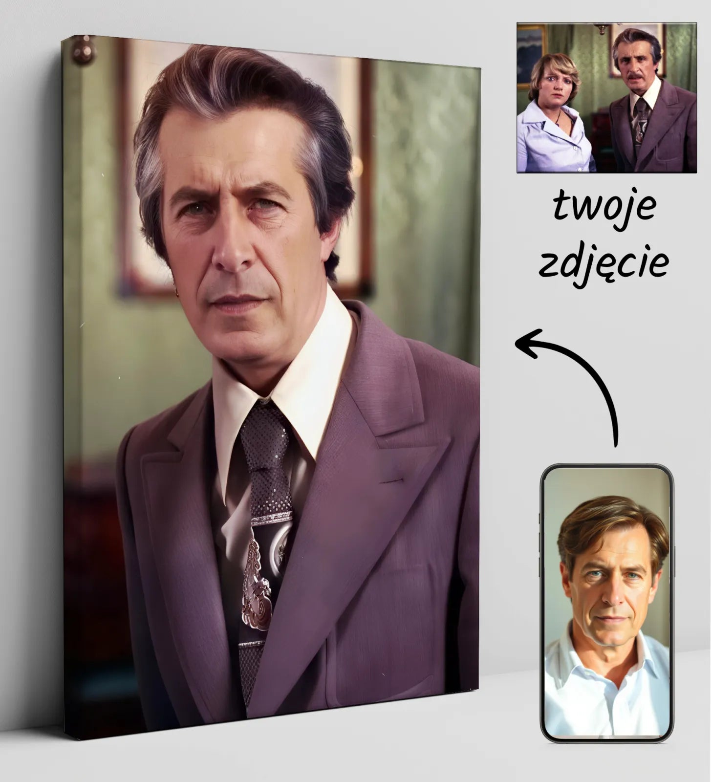 Retro stylowy portret na płótnie z filmu Czterdziestolatek