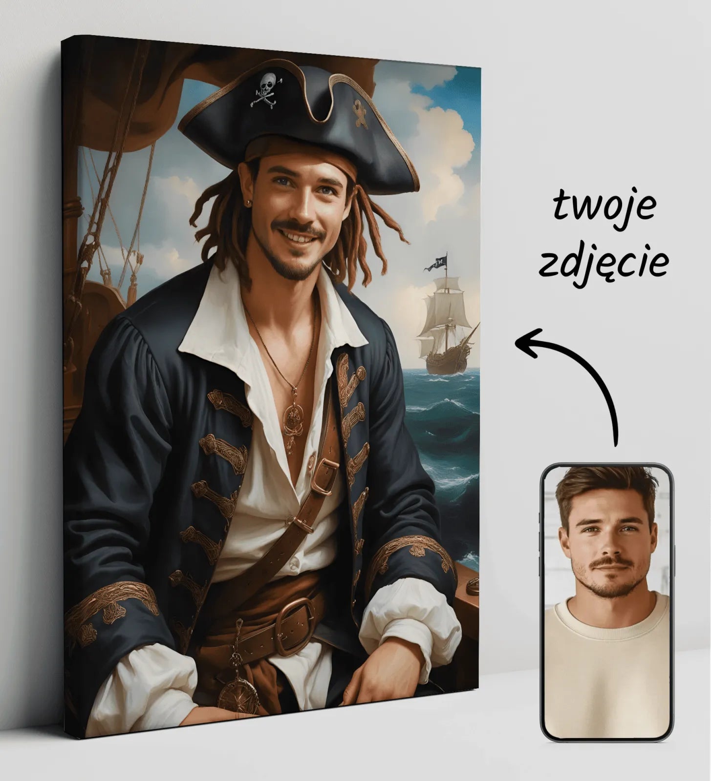 Portret Jack Sparrow na płótnie z Piratami z Karaibów w stylu artystycznym