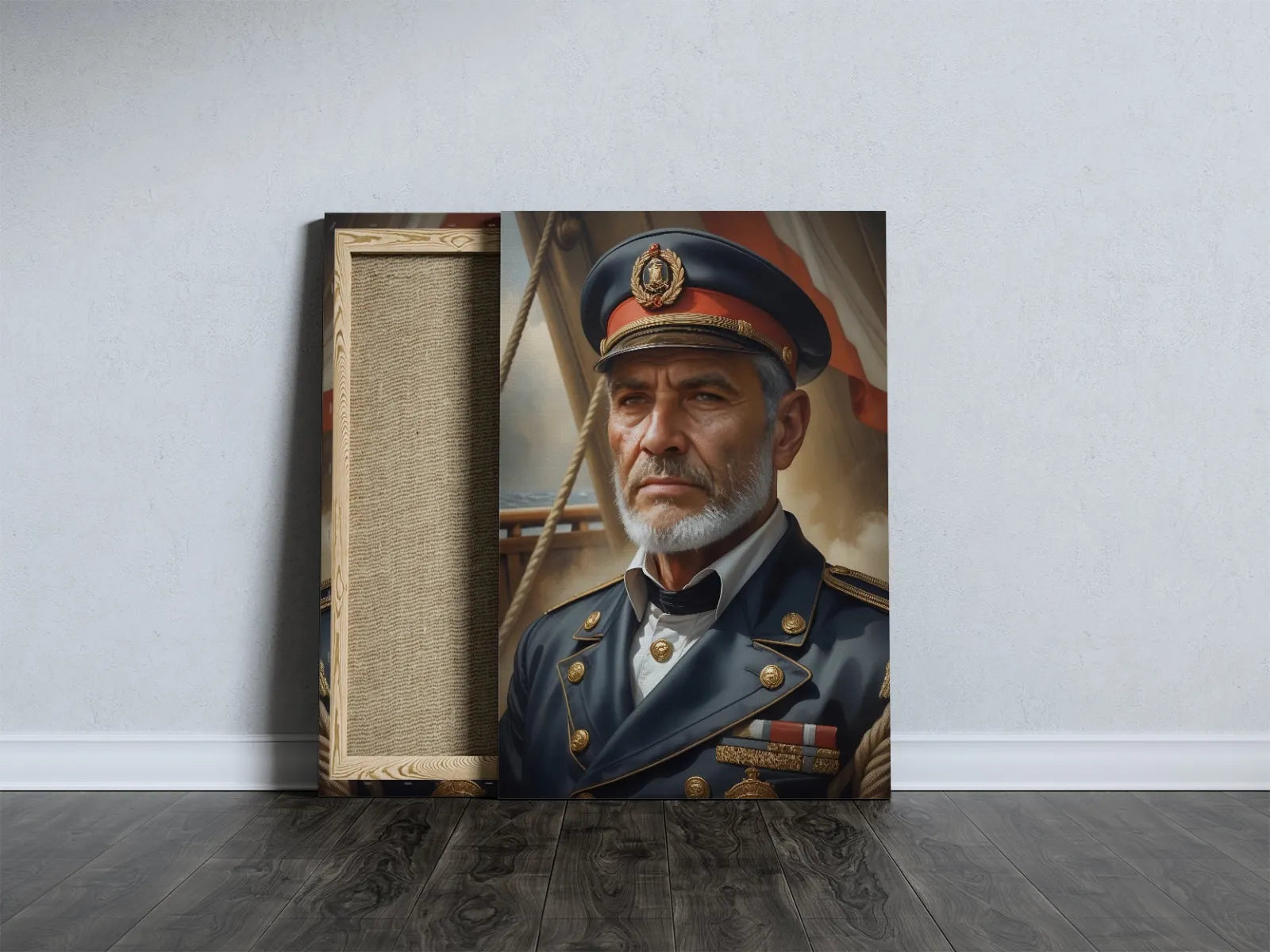 Canvas print of a naval officer titled Portret Kapitana Statku
