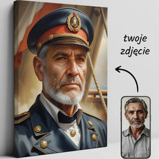 Portret Kapitana Statku, mężczyzna w mundurze marynarskim na płótnie