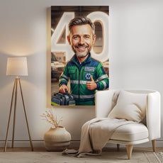 Personalizowany portret karykaturalny ratownika medycznego na 40 mockup 2