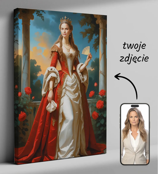 Personalizowany portret na płótnie w królewskim stylu dla wyjątkowych kobiet