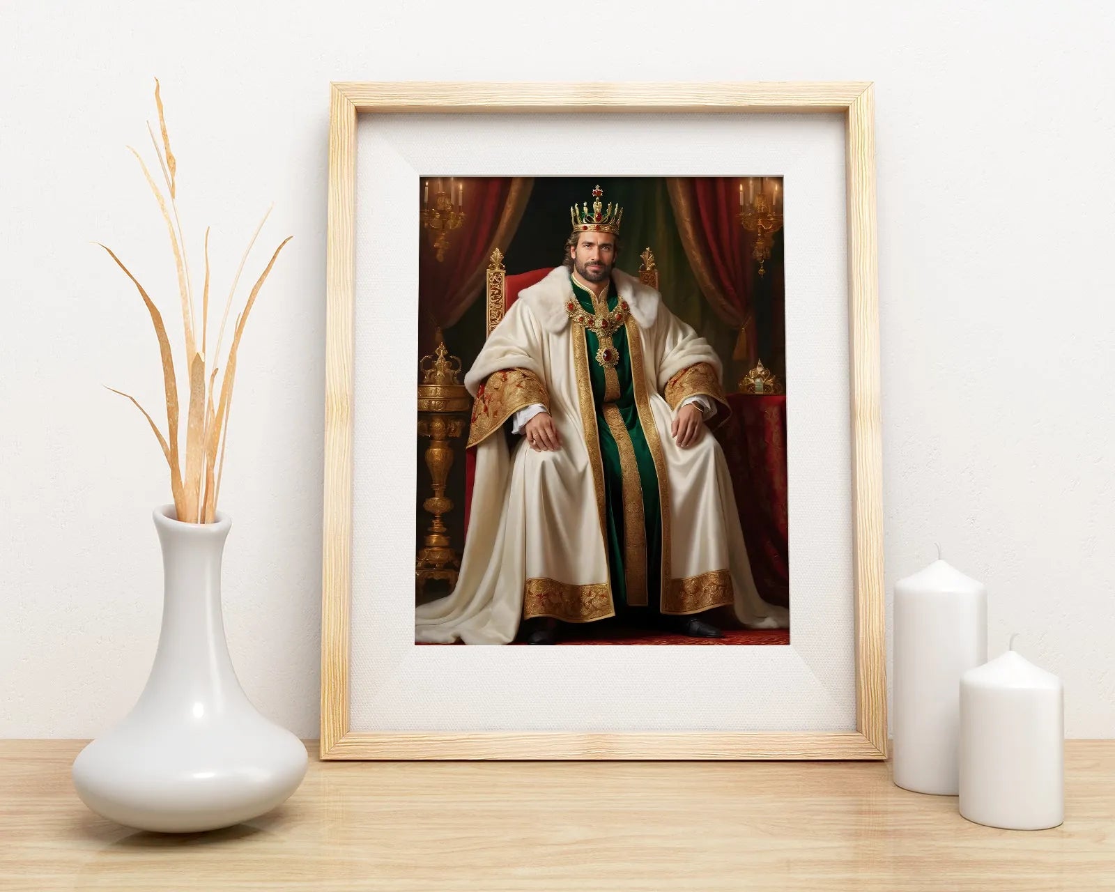 Framed portrait of a king sitting on a throne in Portret Królewski product