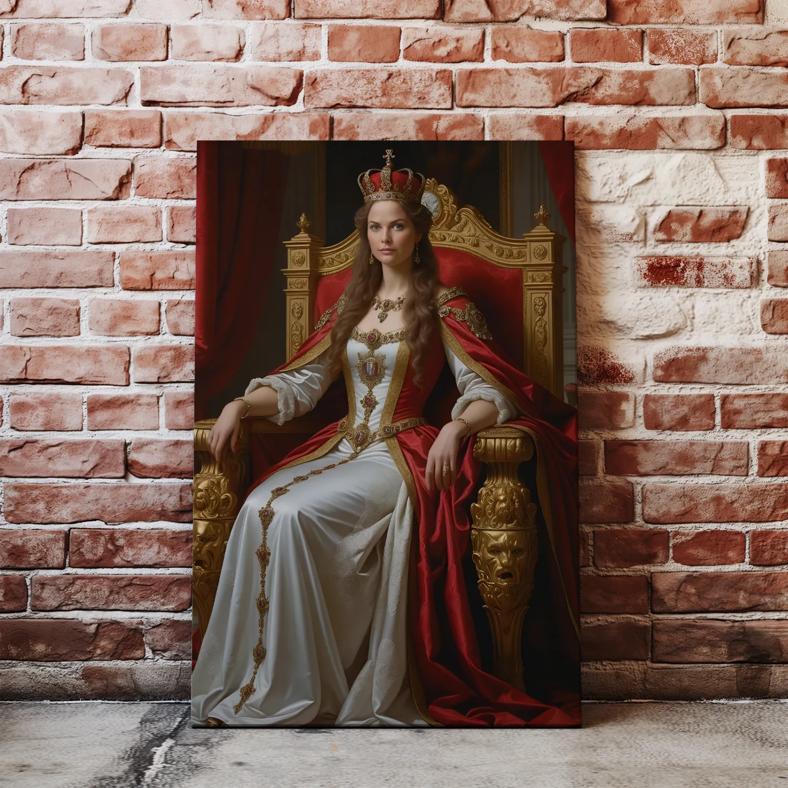 Portret Królowej na Tronie na płótnie w eleganckiej oprawie