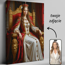 Personalizowany regalny portret na płótnie Portret Królowej na Tronie