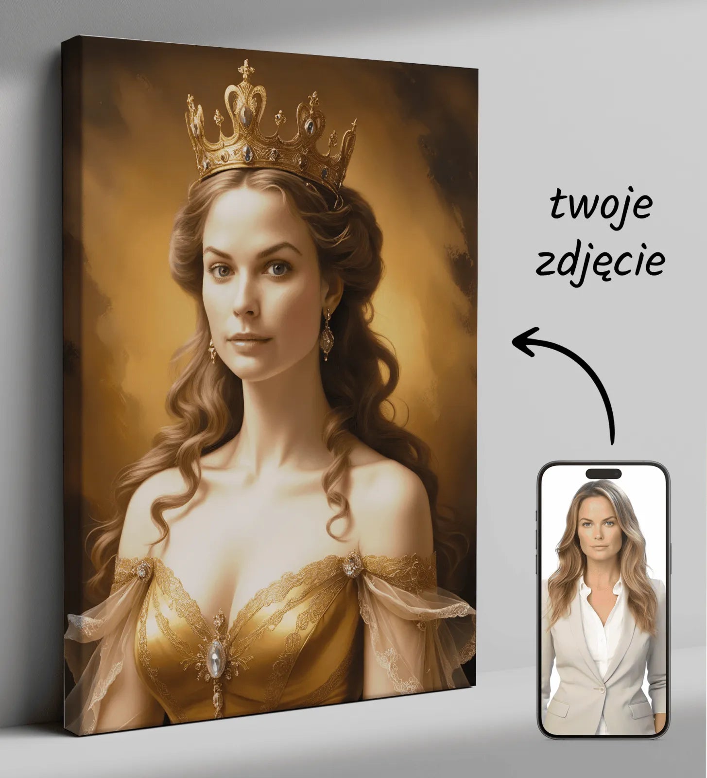 Personalizowany portret na płótnie Portret Księżniczka dla unikalnej dekoracji