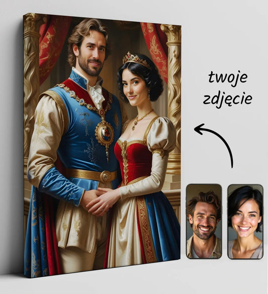 Personalizowany portret królewski na płótnie Portret pary królewskiej