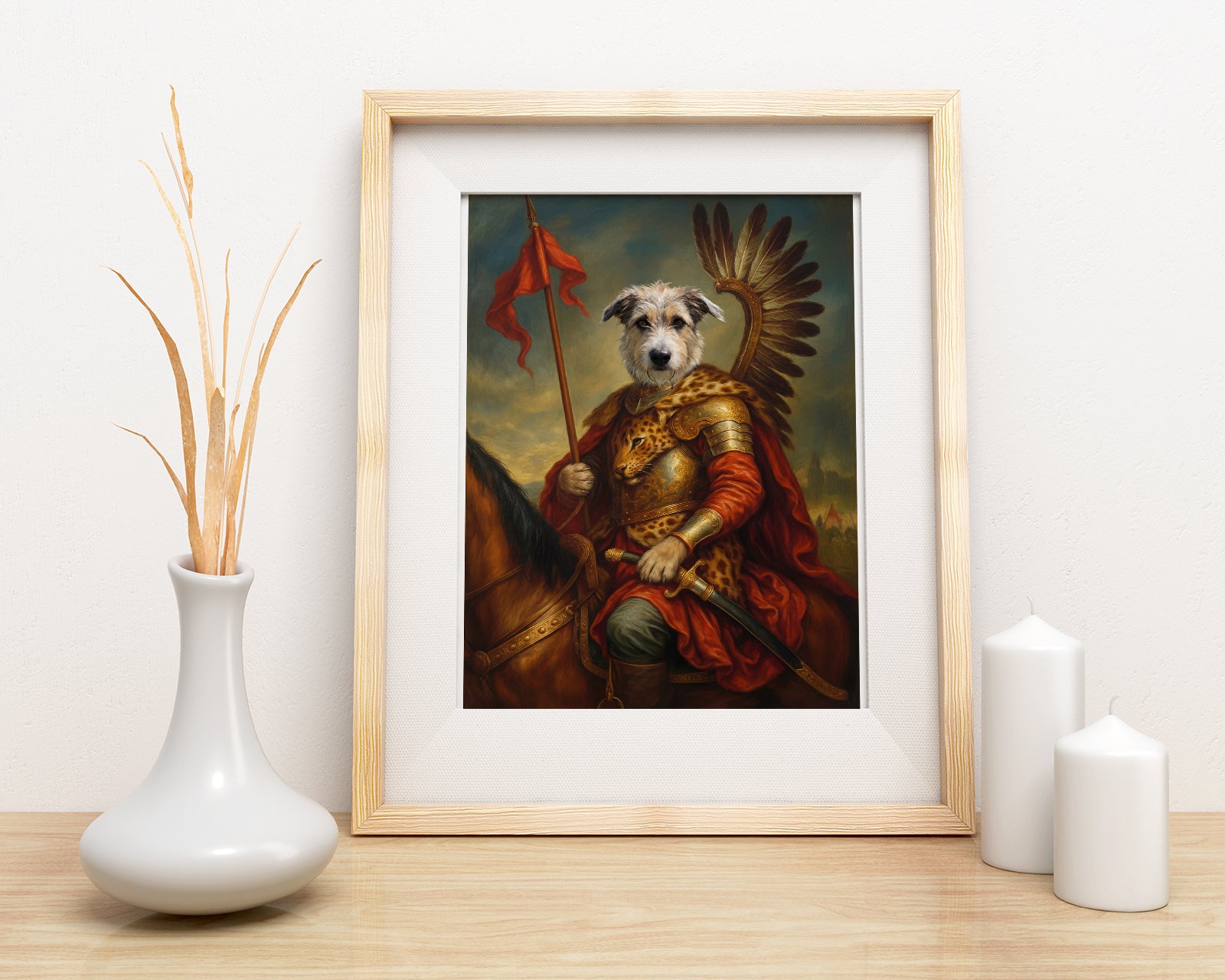 Portret psa jako generał na koniu mockup 1
