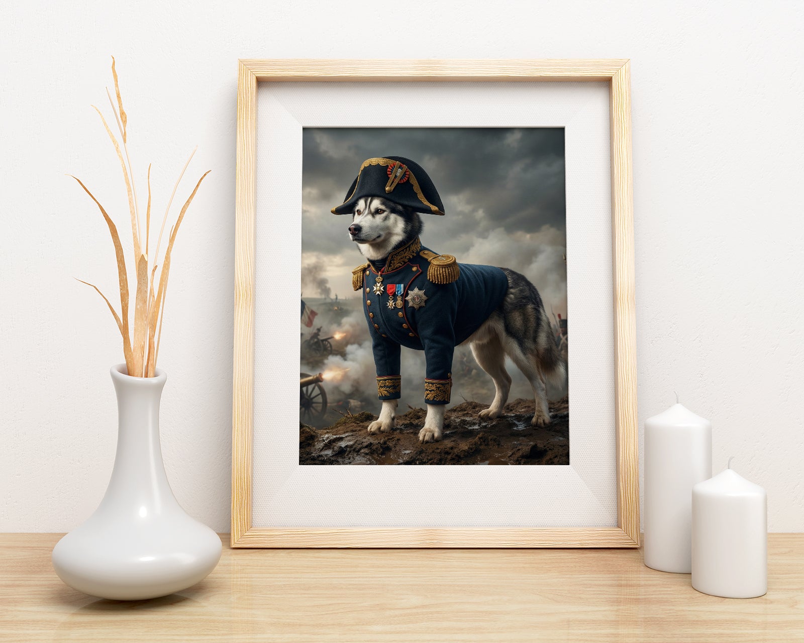 Portret psa jako napoleoński generał mockup 1
