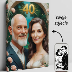 Personalizowany portret na płótnie na 40 rocznicę w stylu olejnym Portret Rocznicowy