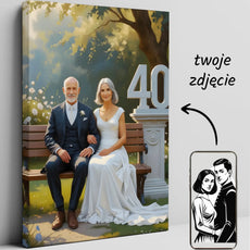 Personalizowana 40. rocznicowa płócienna grafika portretowa w stylu renesansowym