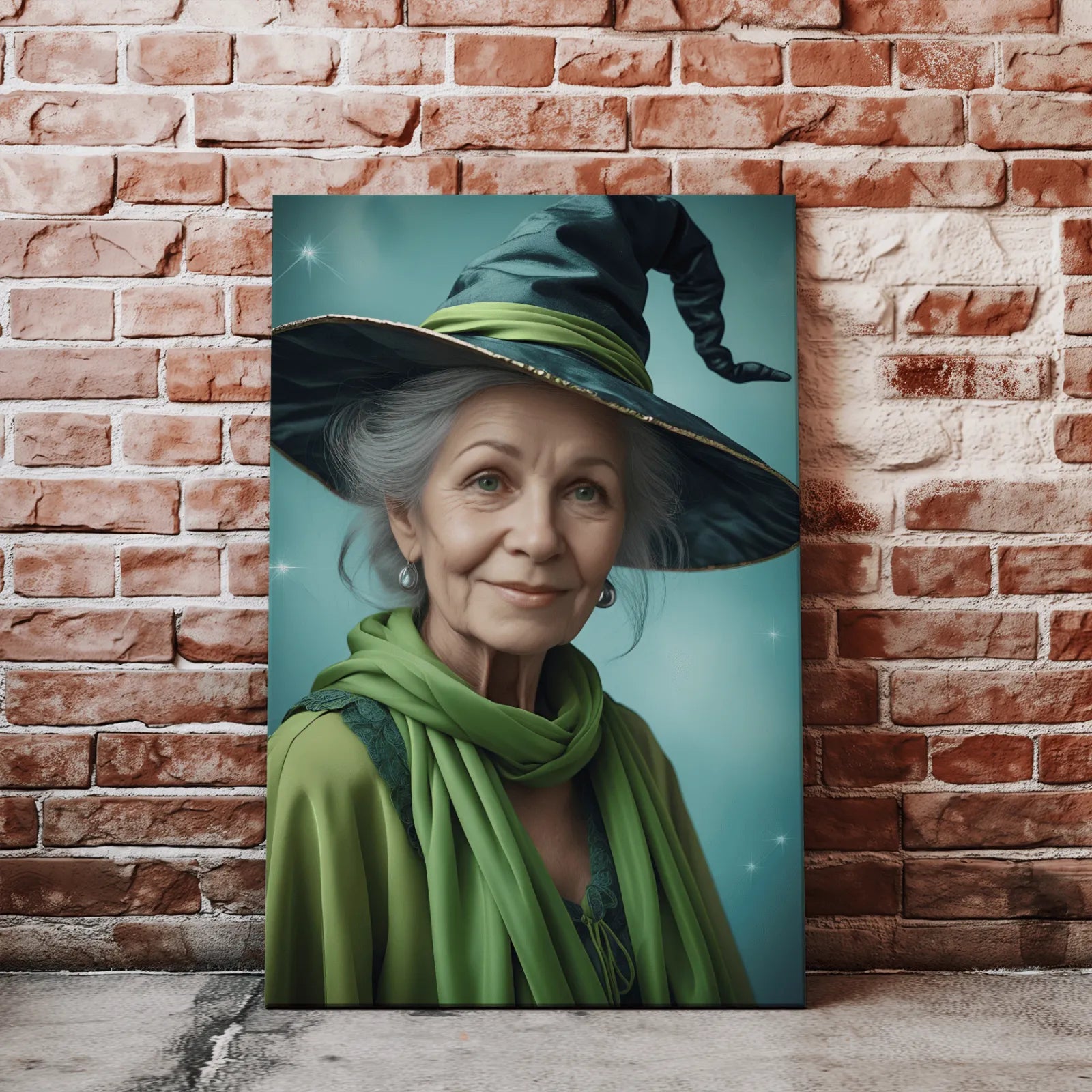 Portret Teściowej - Czarownica na płótnie przedstawiający stylową czarownicę
