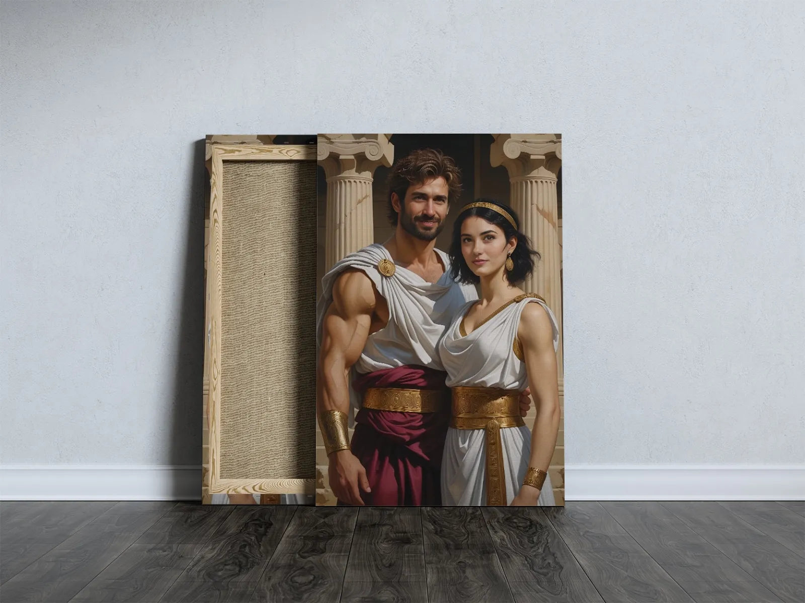 Canvas print of a couple in ancient Greek attire from Portrety ze zdjęcia w stylu antycznym