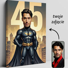 Personalizowany obraz na płótnie z karykaturą Batmana na prezent dla fana komiksów