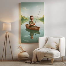 Framed caricature of a fisherman for Urodziny Prezent dla wędkarza karykatura