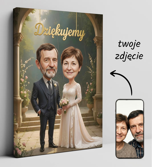 Karykatura dla rodziców na ślub – eleganckie podziękowanie