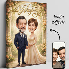 Karykatura dla rodziców – podziękowanie na wesele w stylu ślubnym