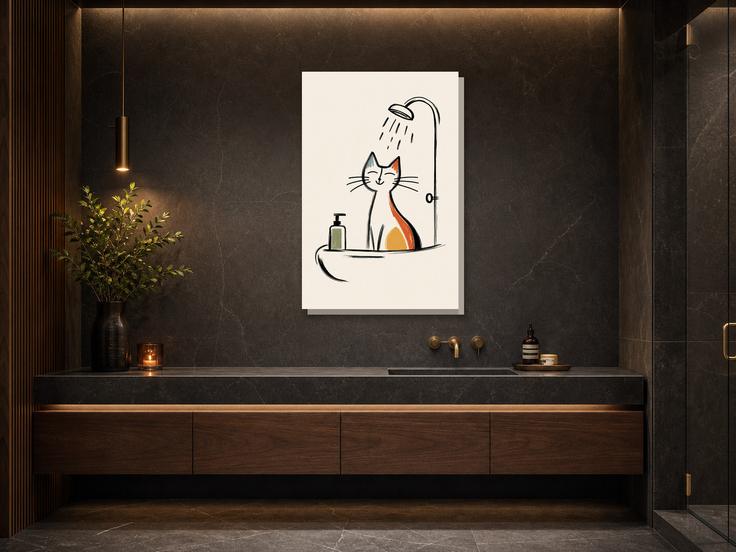 Obraz do łazienki Kot pod prysznicem mockup 1