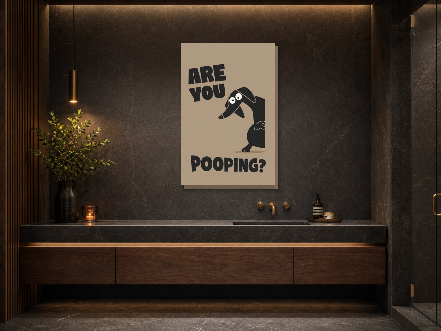 Śmieszny plakat do łazienki Are You Pooping? mockup 2