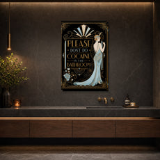 Śmieszny plakat do łazienki Please Don’t Do Cocaine mockup 3