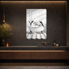 Śmieszny obraz do łazienki – pingwiny w wannie mockup 2