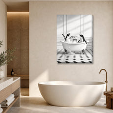 Śmieszny obraz do łazienki – pingwiny w wannie mockup 1