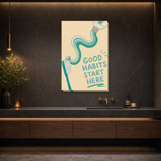 Plakat do łazienki Good Habits Start Here mockup 2