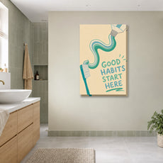 Plakat do łazienki Good Habits Start Here mockup 3