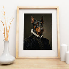Renesansowy portret psa w historycznym stroju mockup 1