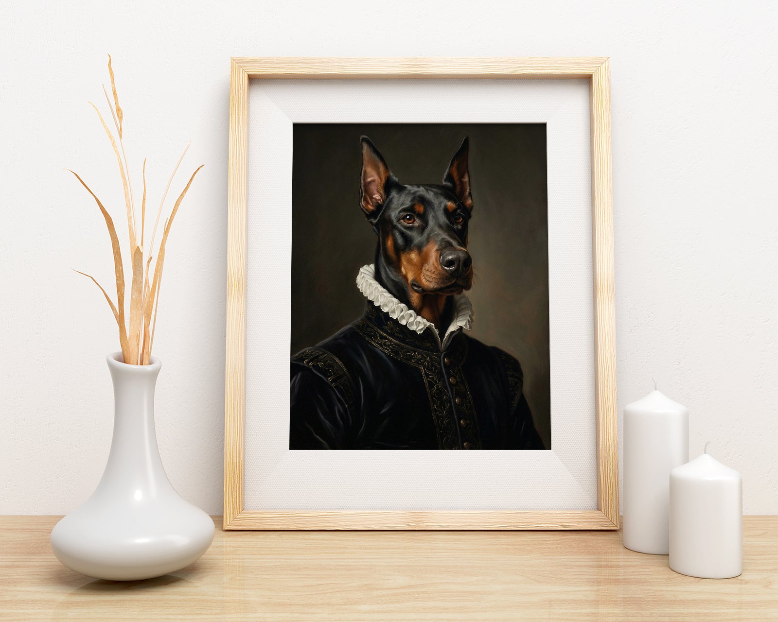 Renesansowy portret psa w historycznym stroju mockup 1
