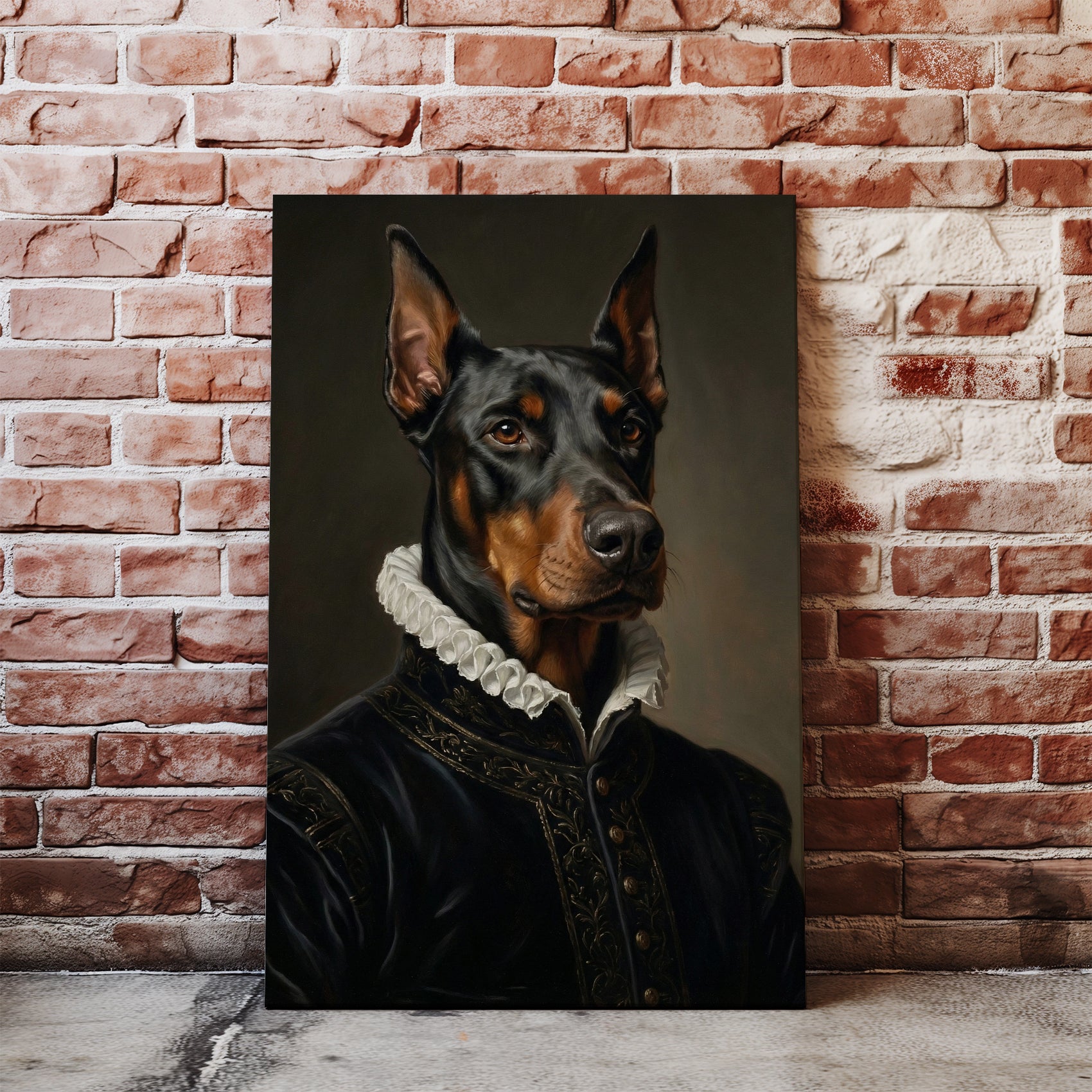Renesansowy portret psa w historycznym stroju mockup 2