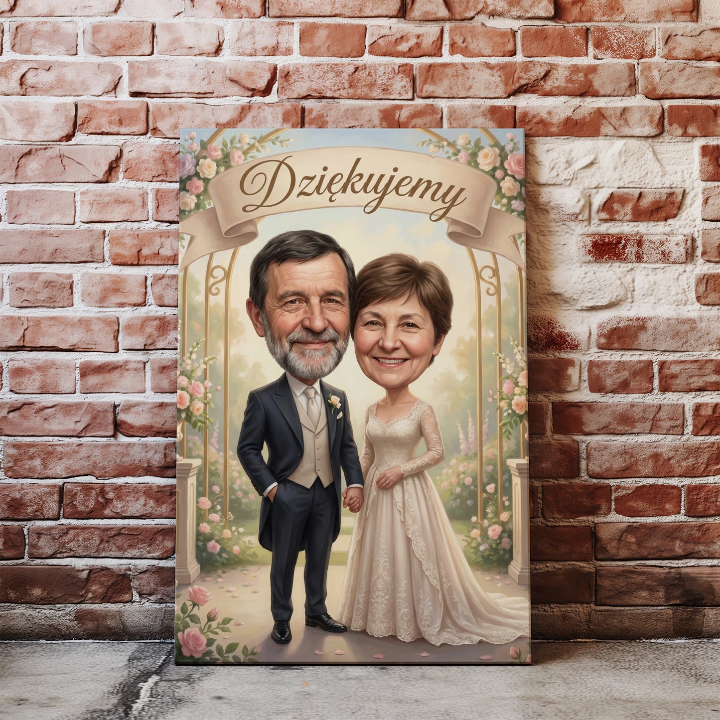 Karykatura dla rodziców – podziękowanie ślubne w romantycznej altanie