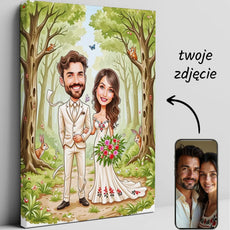 Oryginalny prezent na ślub - personalizowany obrazek karykaturalny pary młodej