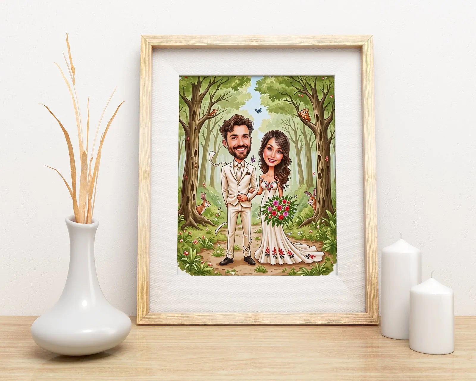 Framed wedding caricature from Rysunek Para młoda - Oryginalny prezent na ślub